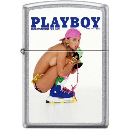 Zippo Windproof Pocket Lighter - Playboy April 1991 Street Chrome Metal | XC534 ,