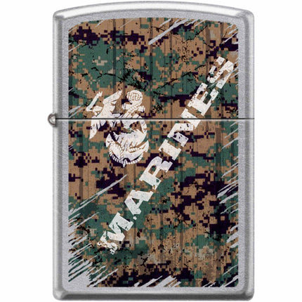 Zippo Windproof Pocket Lighter - USMC Street Chrome Metal | XC537 ,