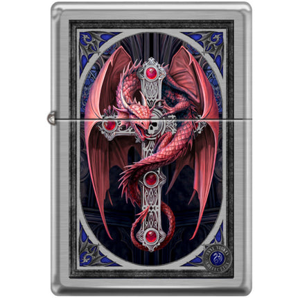 Zippo Windproof Pocket Lighter - Anne Stokes Collection Brushed Chrome Metal | XC538 ,