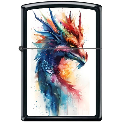 Zippo Windproof Pocket Lighter - Watercolor Dragon Black Matte Metal | XC322 ,