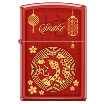 Zippo Windproof Pocket Lighter - Zodiac Snake Red Matte Metal | XC325 ,