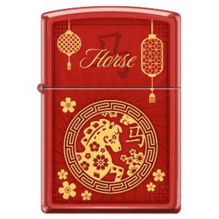 Zippo Windproof Pocket Lighter - Zodiac Horse Red Matte Metal | XC334 ,
