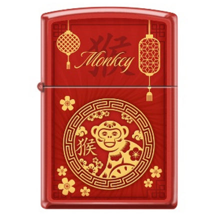 Zippo Windproof Pocket Lighter - Zodiac Monkey Red Matte Metal | XC336 ,