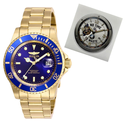 Invicta Men's Quartz Watch - Pro Diver Blue Dial Yellow Gold Bracelet With Sticker | 26974 ,