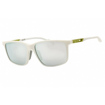 Adidas Men's Sunglasses - White/Green Rectangular Shape Full Rim Frame | SP0050 24C ,