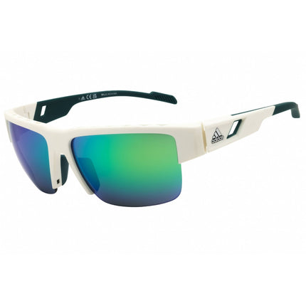 Adidas Unisex Sunglasses - White/Green Sport Wraparound Half Rim Frame | SP0070 24N ,