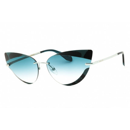 Adidas Women's Sunglasses - Shiny Light Blue Cat Eye Shape Half Rim Frame | OR0016 84W ,