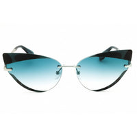 Adidas Women's Sunglasses - Shiny Light Blue Cat Eye Shape Half Rim Frame | OR0016 84W ,