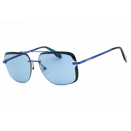 Adidas Men's Sunglasses - Shiny Blue Metal Rectangular Half Rim Frame | OR0017 90V ,