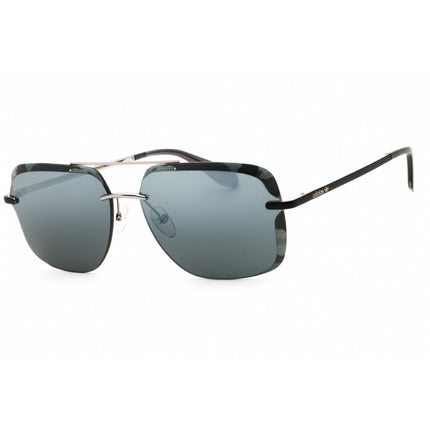 Adidas Men's Sunglasses - Black/Silver/Grey Rectangular Half Rim Frame | OR0017 68C ,