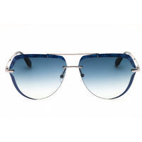 Adidas Men's Sunglasses - Shiny Blue Metal Aviator Shape Half Rim Frame | OR0018 90W ,