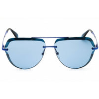 Adidas Men's Sunglasses - Shiny Blue Metal Aviator Shape Half Rim Frame | OR0018 90V ,