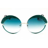Adidas Women's Sunglasses - Dark Green/Silver Round Shape Half Rim Frame | OR0019 98P ,
