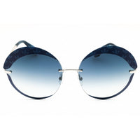 Adidas Women's Sunglasses - Blue/Silver Metal Round Shape Half Rim Frame | OR0019 92W ,
