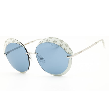 Adidas Women's Sunglasses - White/Silver Metal Round Shape Half Rim Frame | OR0019 24C ,