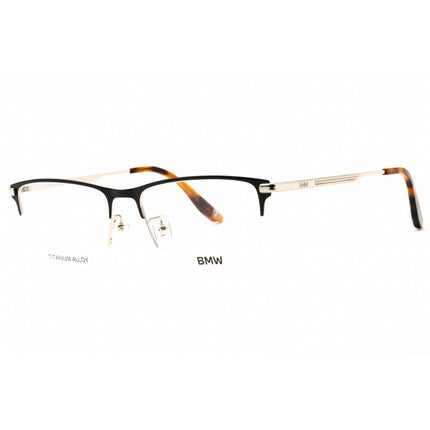 BMW Men's Eyeglasses - Shiny Black Metal Rectangular Half Rim Frame | BW5078-H 001 ,