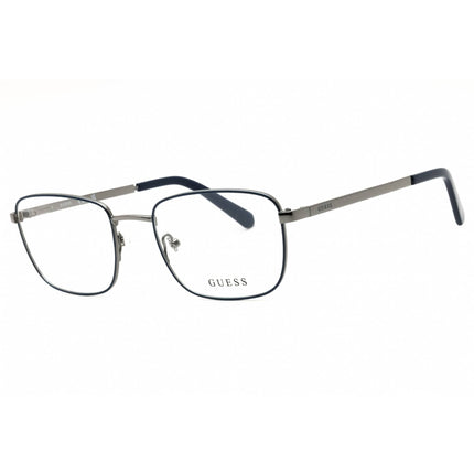 Guess Men's Eyeglasses - Blue/Grey Metal Rectangular Full Rim Frame | GU50074 092 ,