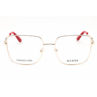 Guess Women's Eyeglasses - Pale Gold Metal Rectangular Full Rim Frame | GU2953 032 ,