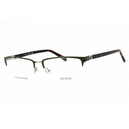 Guess Men's Eyeglasses - Matte Dark Green/Dark Havana Rectangular Frame | GU50191 097 ,