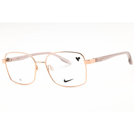 Nike Women's Eyeglasses - Shiny Rose Gold Rectangular Full Rim Frame | NIKE 8401 780 ,