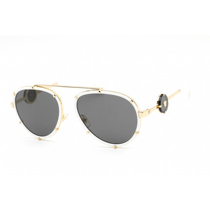 Versace Unisex Sunglasses - White Metal Aviator Shape Full Rim Frame | VE2232 147187 ,