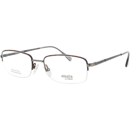 Elasta Men's Eyeglasses - Havana/Grey Metal Rectangular Half Rim Frame | E-7244 AB8 ,