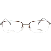 Elasta Men's Eyeglasses - Havana/Grey Metal Rectangular Half Rim Frame | E-7244 AB8 ,