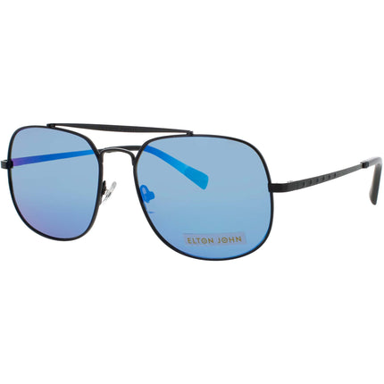 Elton John Unisex Sunglasses - Matte Black Metal Round Full Rim Frame | LEMANS MTBLK ,