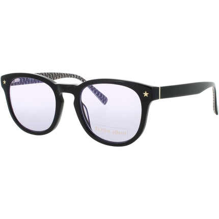 Elton John Unisex Sunglasses - Black Logo Acetate Round Full Rim Frame | SONATA VYBLK ,