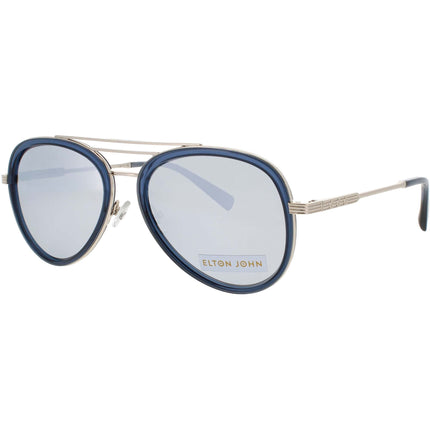 Elton John Unisex Sunglasses - Midnight Navy/Silver Metal/Acetate Frame | JIVE NVYTT ,