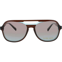 Elton John Women's Sunglasses - Chocolate/Teal Aviator Shape Frame | SPEAKEASY BLKBL ,