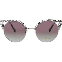 Elton John Women's Sunglasses - Black Lace Metal/Acetate Round Frame | DUCKTAIL JTBLK ,
