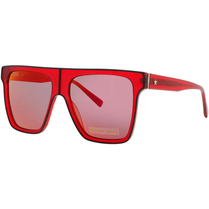 Elton John Women's Sunglasses - Matte Red Square Shape Full Rim Frame | GOLIATH MTRED ,