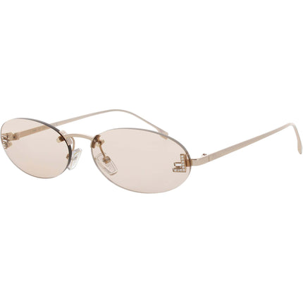 Fendi Women's Sunglasses - Light Gold Metal Oval Shape Rimless Frame | FE4075US 28Y ,
