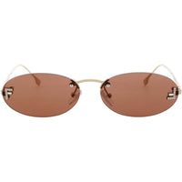 Fendi Women's Sunglasses - Gold Metal Oval Shape Rimless Frame | FE4075US 32S ,