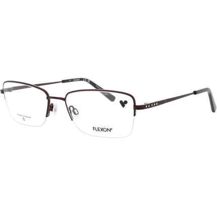 Flexon Women's Eyeglasses - Satin Plum Metal Rectangular Half Rim Frame | W3043 505 ,