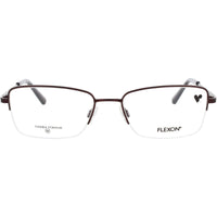 Flexon Women's Eyeglasses - Satin Plum Metal Rectangular Half Rim Frame | W3043 505 ,