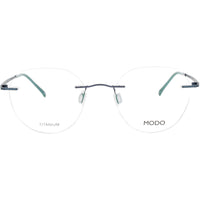 Modo Unisex Eyeglasses - Grey/Blue Titanium Oval Shaped Rimless Frame | 4633 GRYBL ,