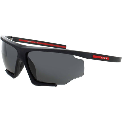Prada Men's Sunglasses - Black Plastic Shield Shape Half Rim Frame | PS 07YS DG006F ,