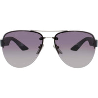 Prada Men's Sunglasses - Silver/Black Metal Aviator Half Rim Frame | PS 55YS 1BC09U ,