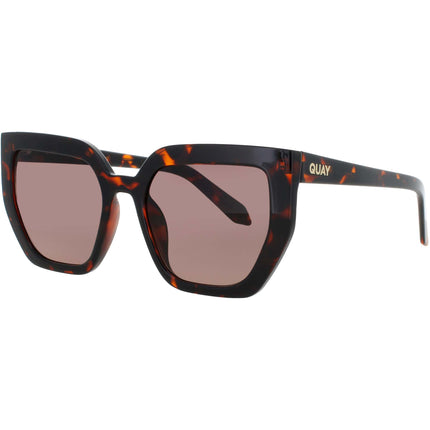 Quay Unisex Sunglasses - Tortoise/Gold Geometric Full Rim Frame | CONTOURED TRT/BRN ,