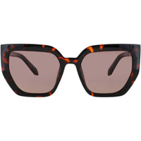 Quay Unisex Sunglasses - Tortoise/Gold Geometric Full Rim Frame | CONTOURED TRT/BRN ,