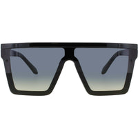 Quay Unisex Sunglasses - Black Acetate Shield Full Rim Frame | HINDSIGHT BLK/SMKGRN ,