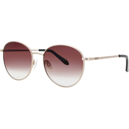 Quay Unisex Sunglasses - Gold Metal Round Shape Full Rim Frame | LOOP ME IN GLD/BRNFD ,