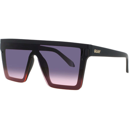 Quay Women's Sunglasses - Black Acetate Shield Full Rim Frame | HINDSIGHT BLK/BLKPNK ,