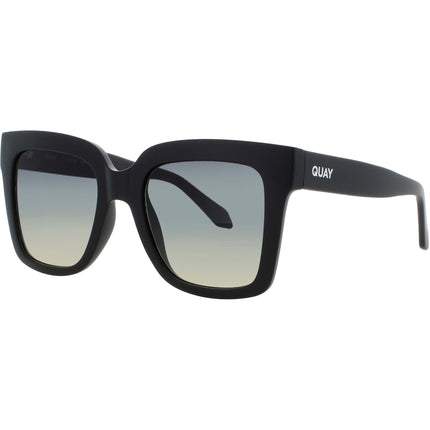 Quay Women's Sunglasses - Matte Black Acetate Square Full Rim Frame | ICY MTBLK/SMKGRN ,