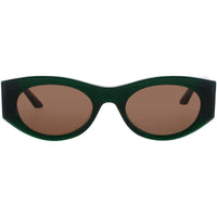 Quay Women's Sunglasses - Deep Green Acetate Oval Full Rim Frame | SO WHAT DPGRN/BRN ,
