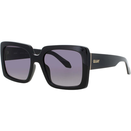 Quay Women's Sunglasses - Black Acetate Square Full Rim Frame | TOTAL VIBE BLK/SMK ,