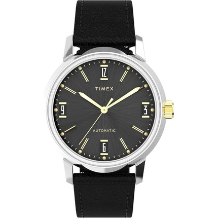 Timex Men's Watch - Marlin Automatic Black Dial Genuine Leather Strap | TW2W33900 ,