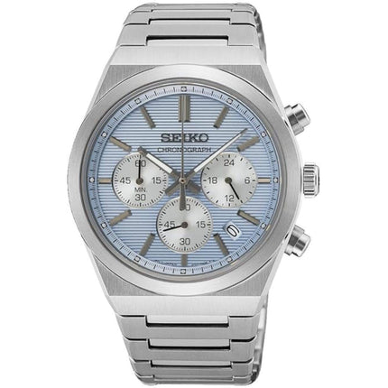 Seiko Men's Watch - Chronograph Blue and Silver Tone Dial Steel Bracelet | SSB459P1 ,